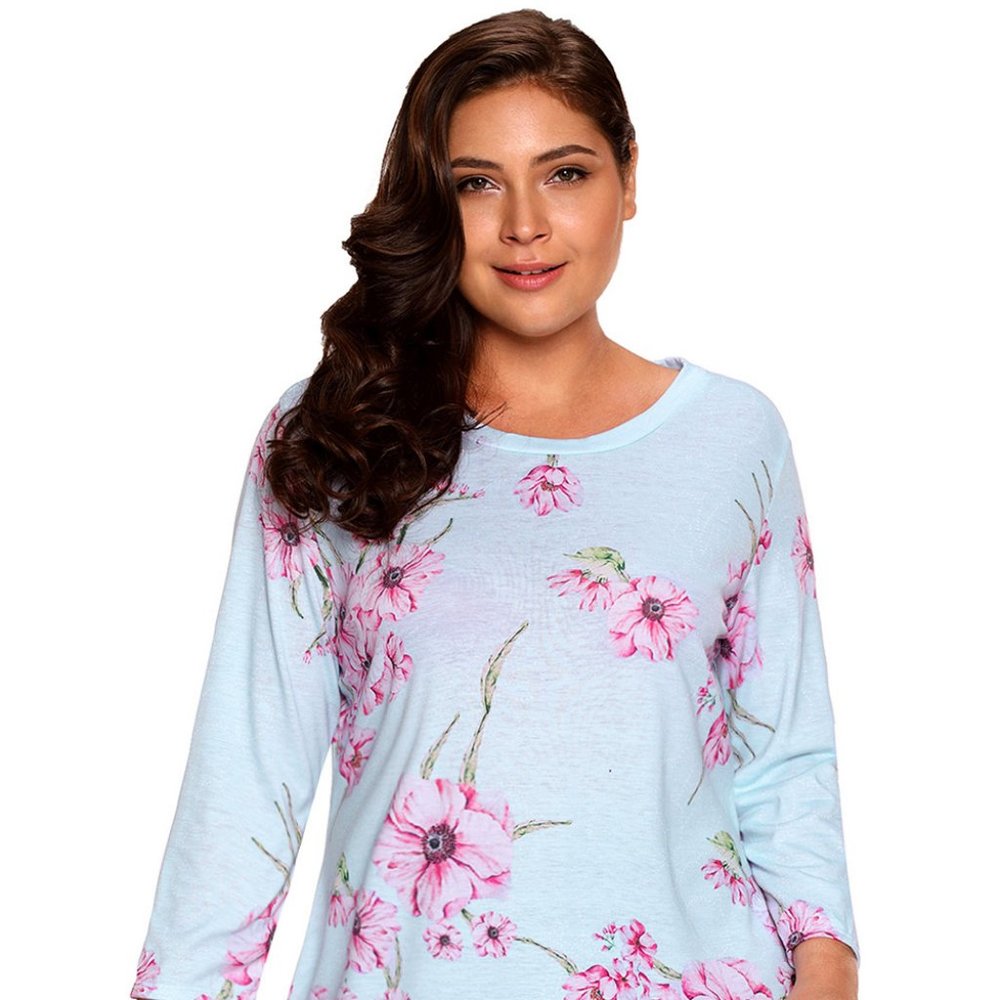 Floral Plus Size Women Long Sleeve Top